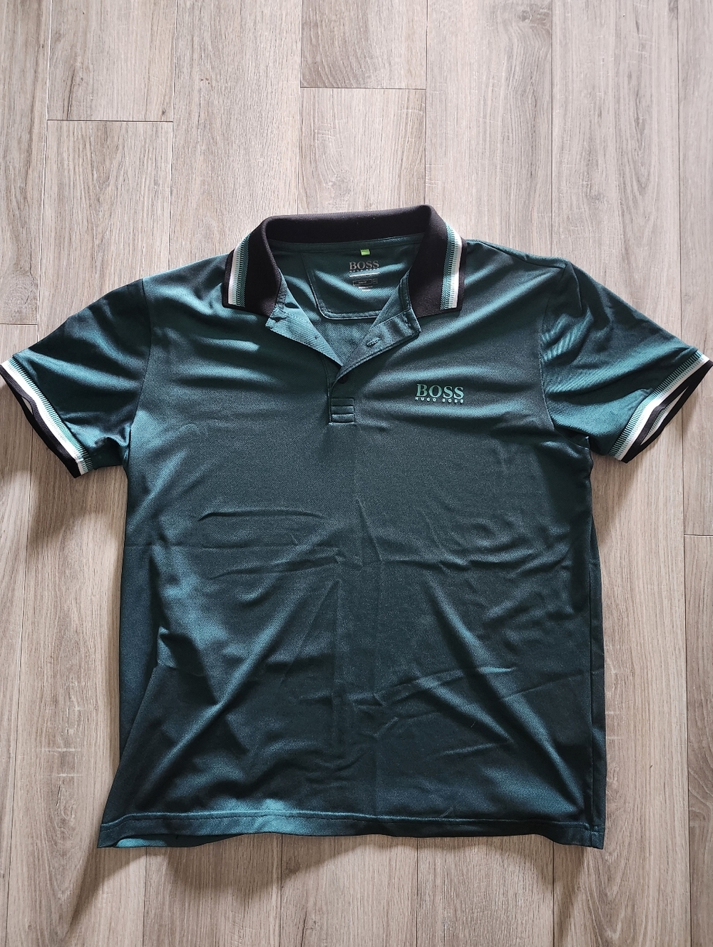 Boss Forest Green Men's Polo with Contrast Trim